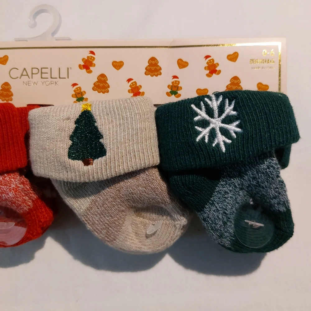 Capelli of New York Baby Holiday Socks Set Red Blue Green Tan NWT